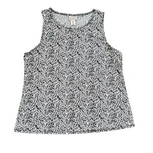 Tommy Bahama Everyday Active Black & White Tropical Print Tank Large